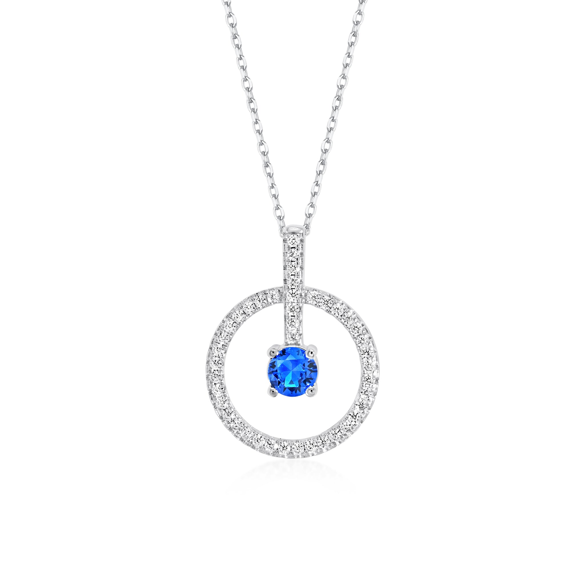 Sapphire Circle Pendant Necklace