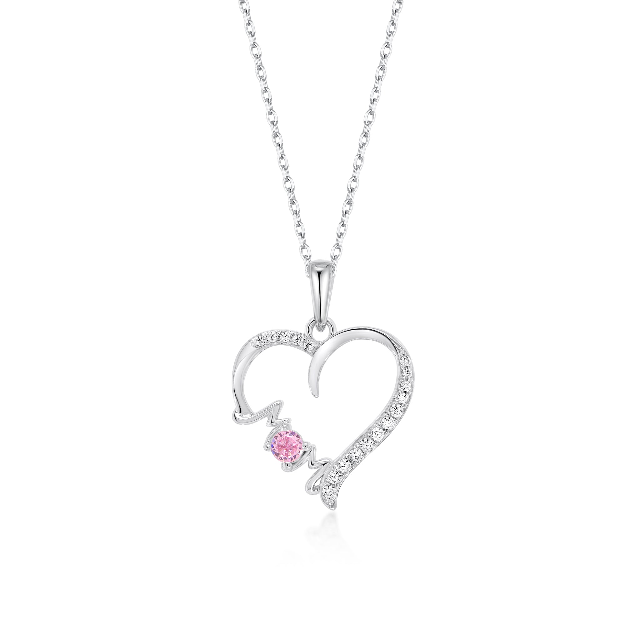 "Mom" Heart Pendant Necklace