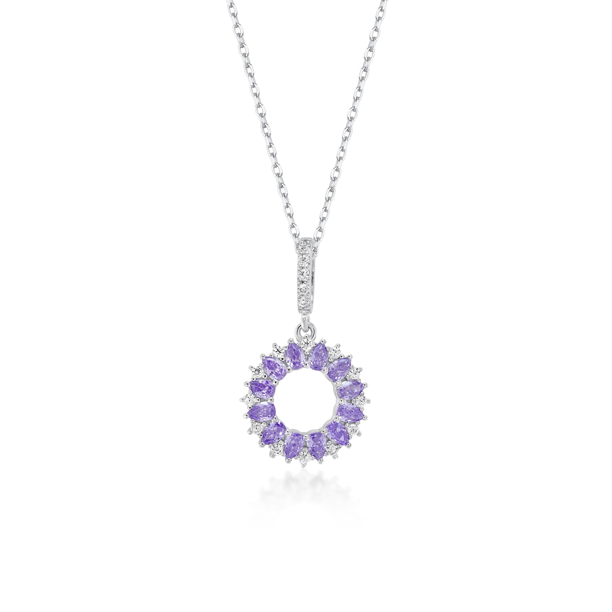 Amethyst Circle Pendant Necklace