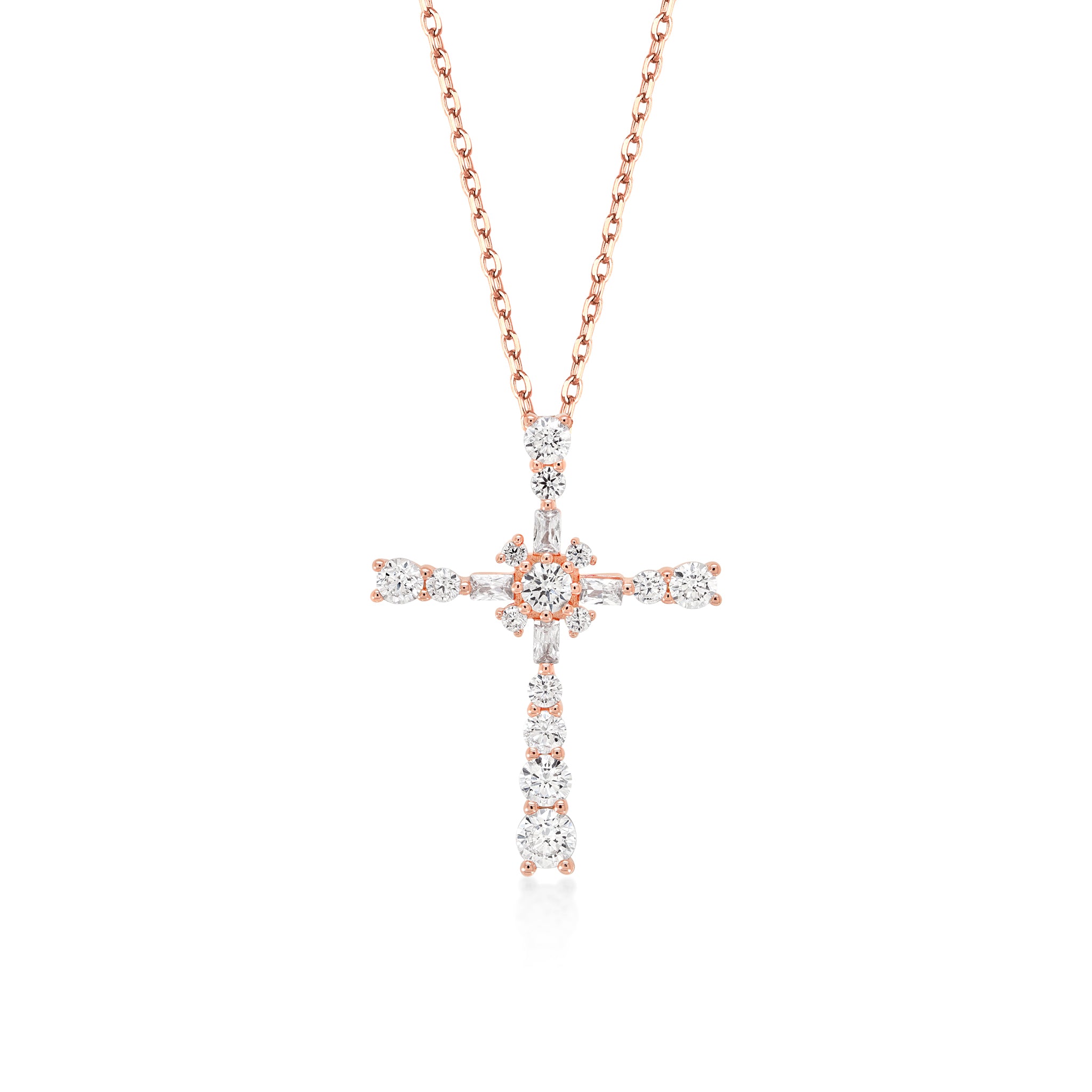 Rose Gold Cross Pendant Necklace