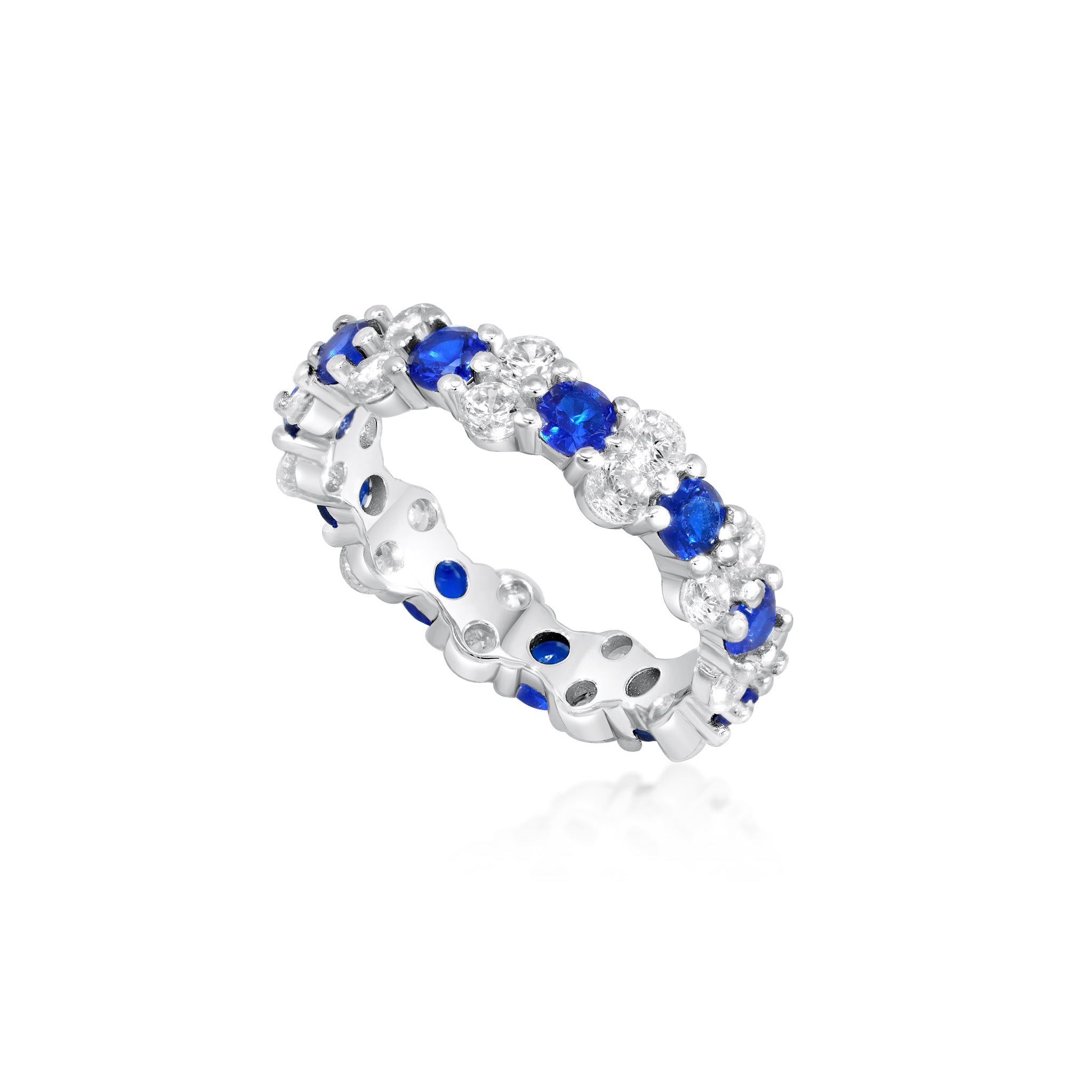 Eternity Band with Blue and White Zirconia Stones