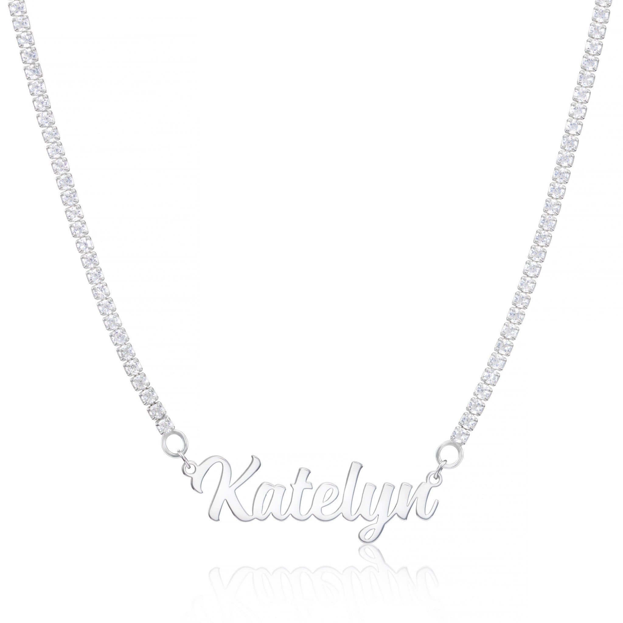 Personalised Sterling Silver Tennis Name Necklace