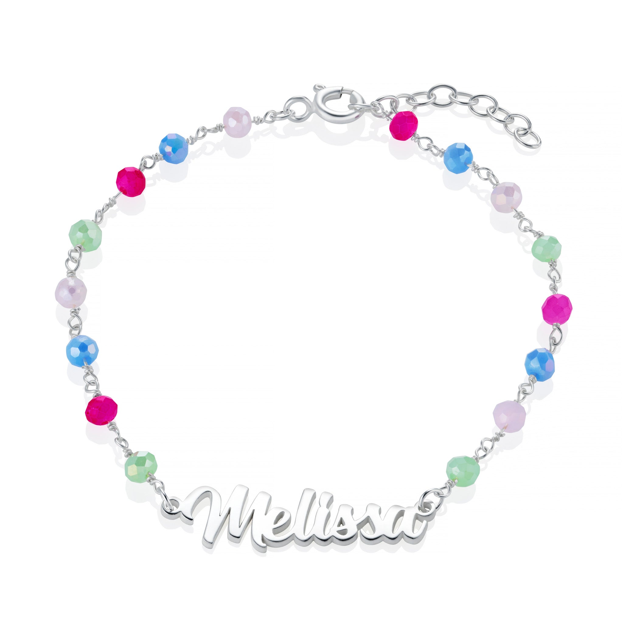 Personalised Name Bracelet with Multicolored Gemstones