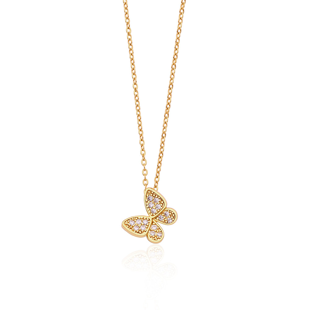 Butterfly Pendant Necklace (Gold)