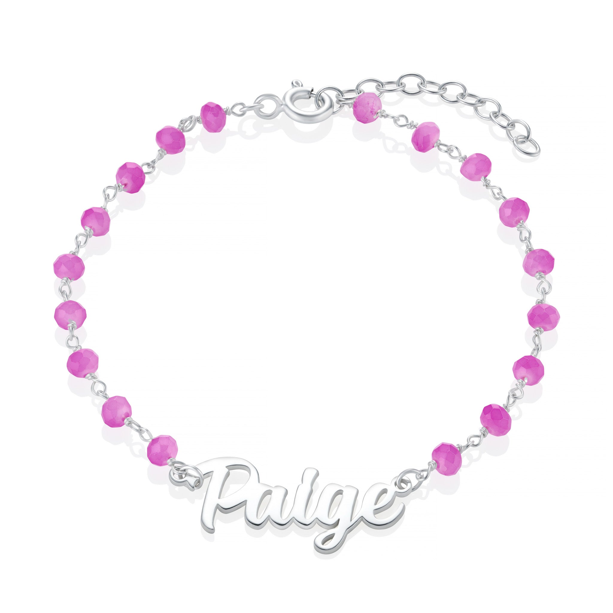 Personalised Name Bracelet with Multicolored Gemstones