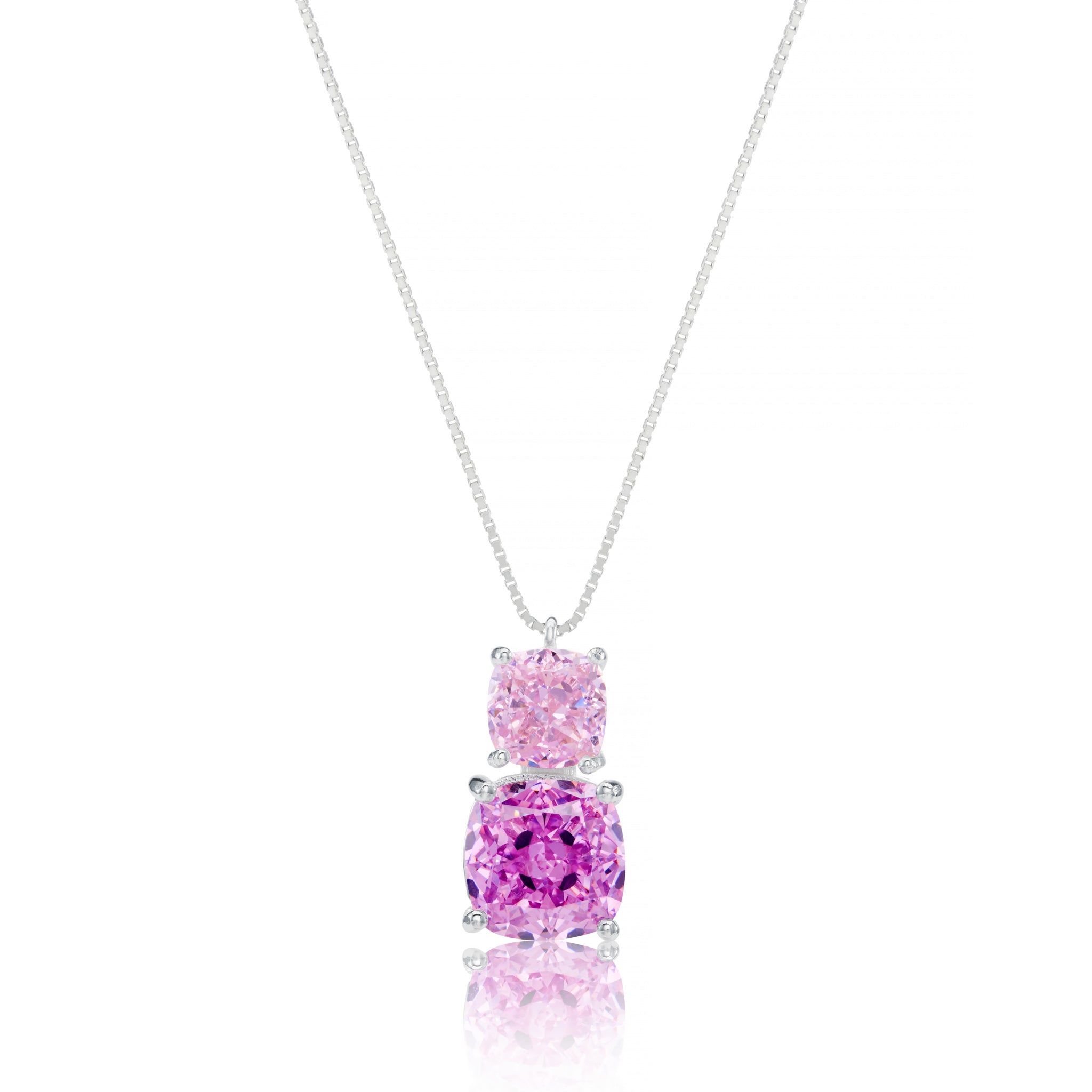 Sterling Silver Pink Gemstone Necklace