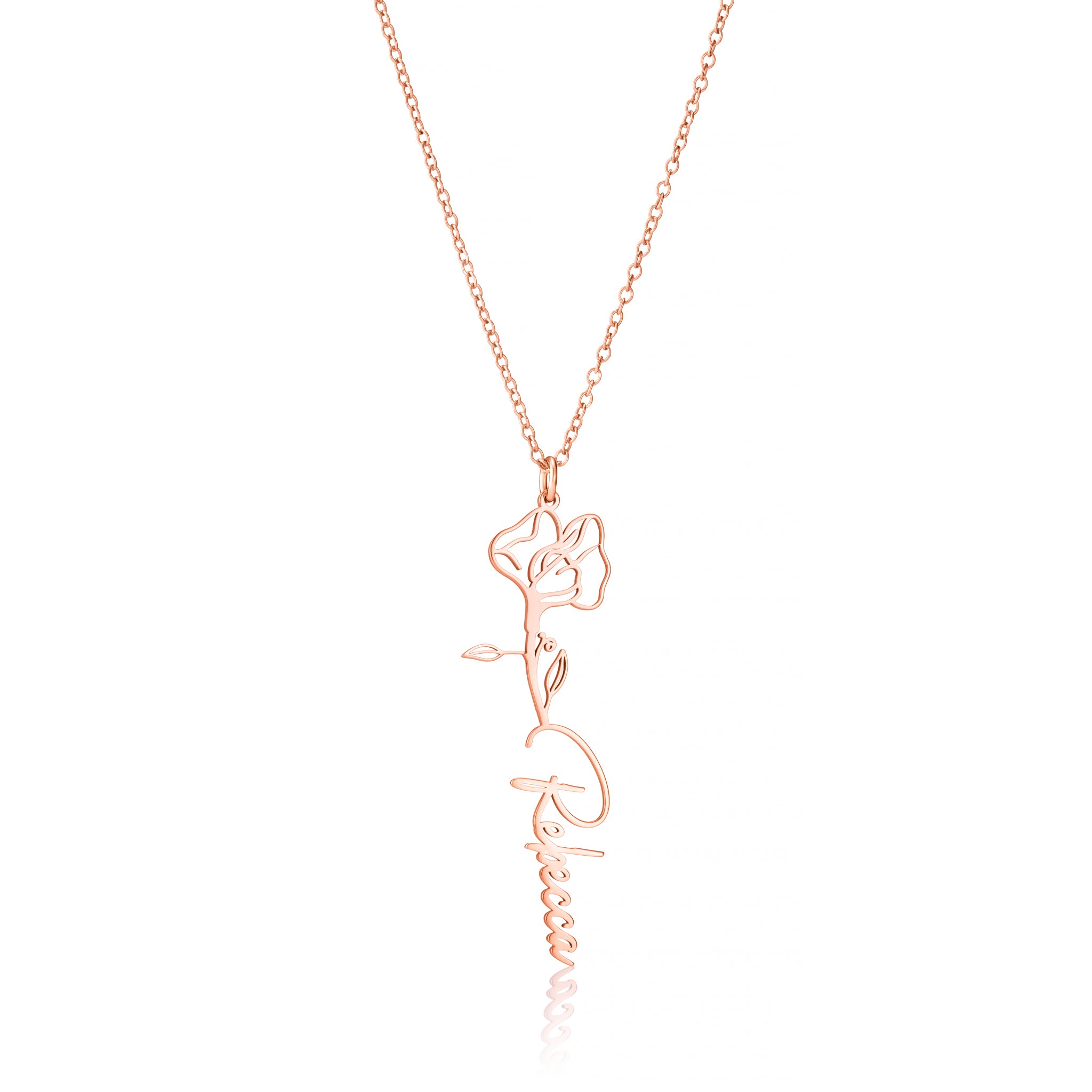 Personalised Birth Flower Name Necklace – Handcrafted in Sterling Silver