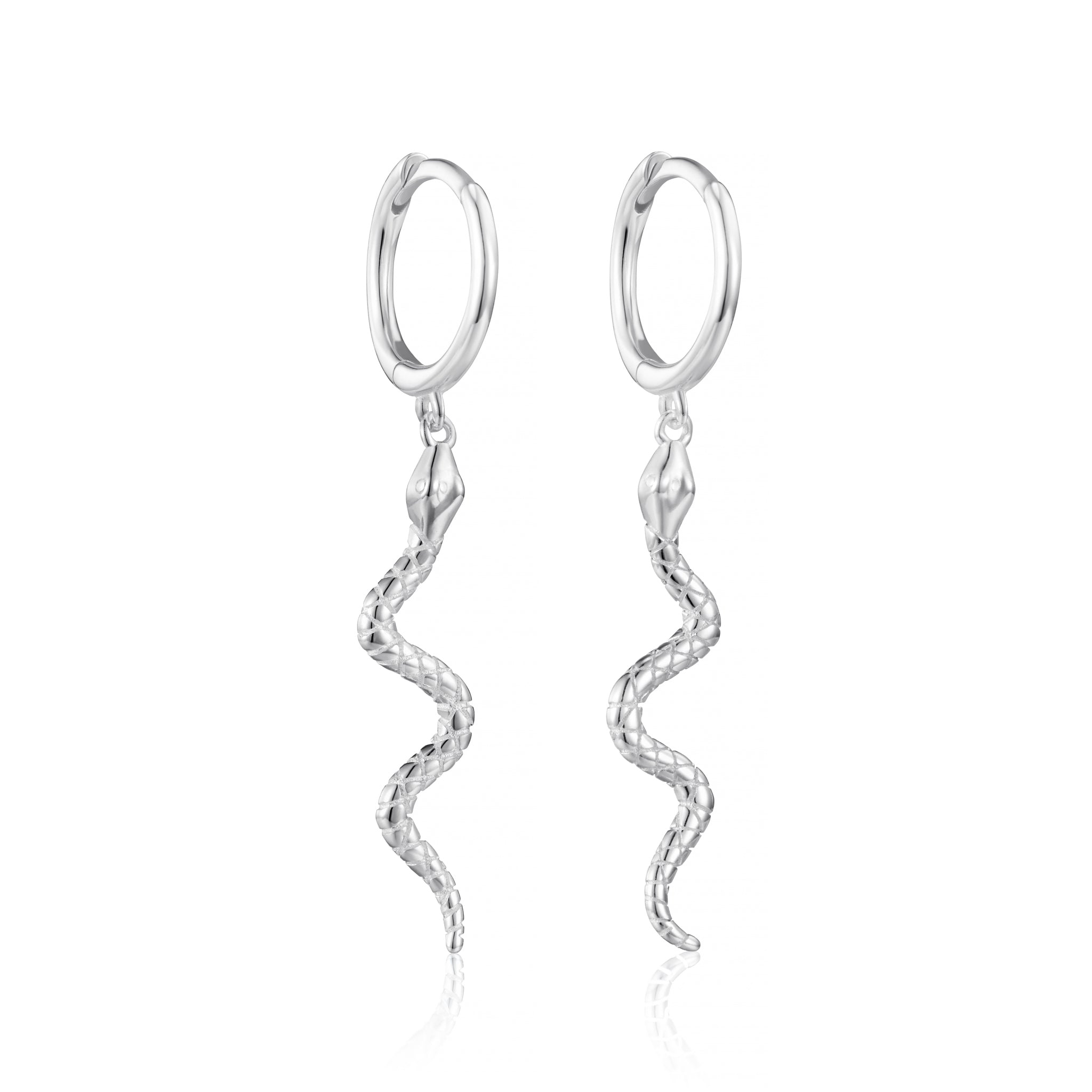 Sterling Silver Snake Charm Earrings