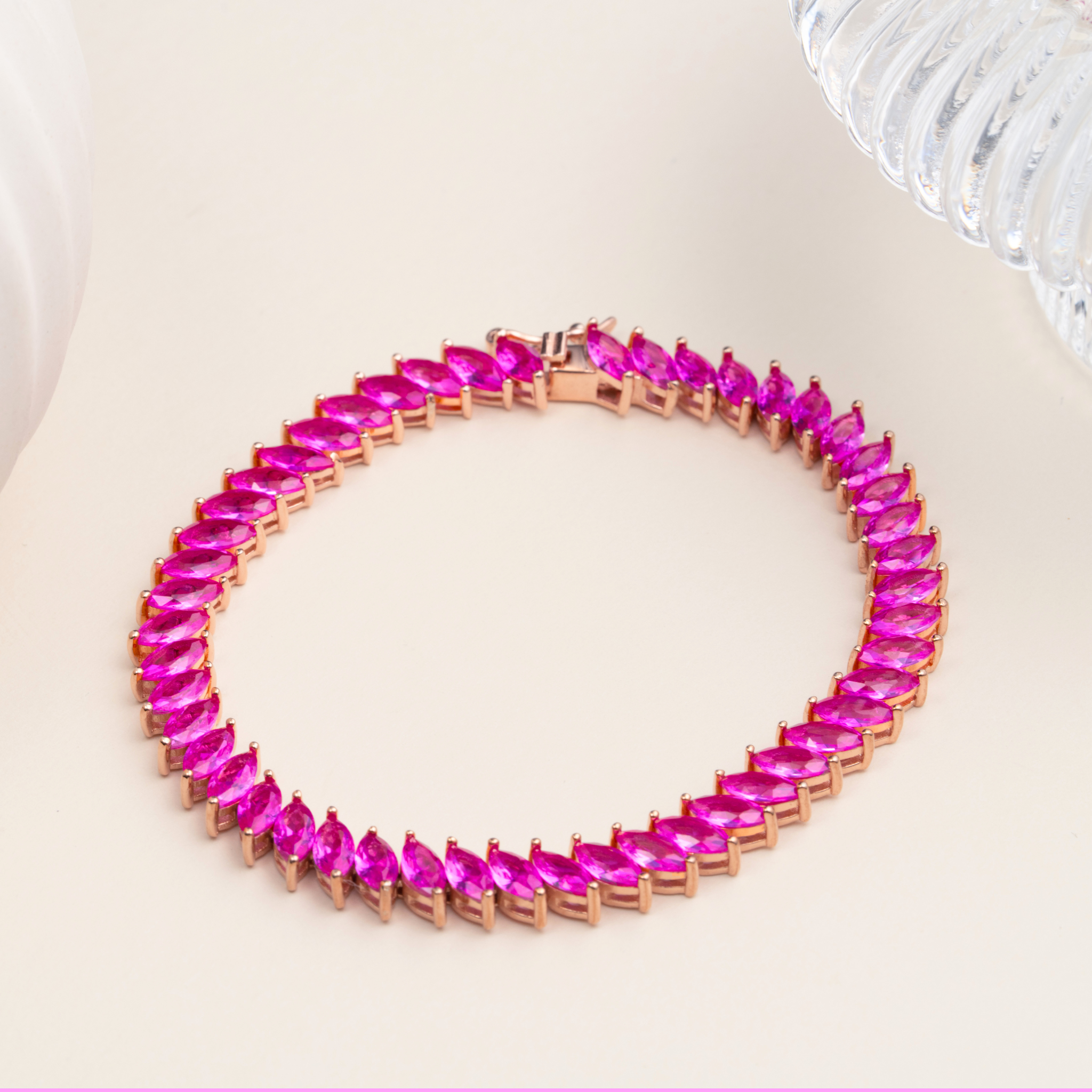 Pink Ruby Golour Gemstone Bracelet