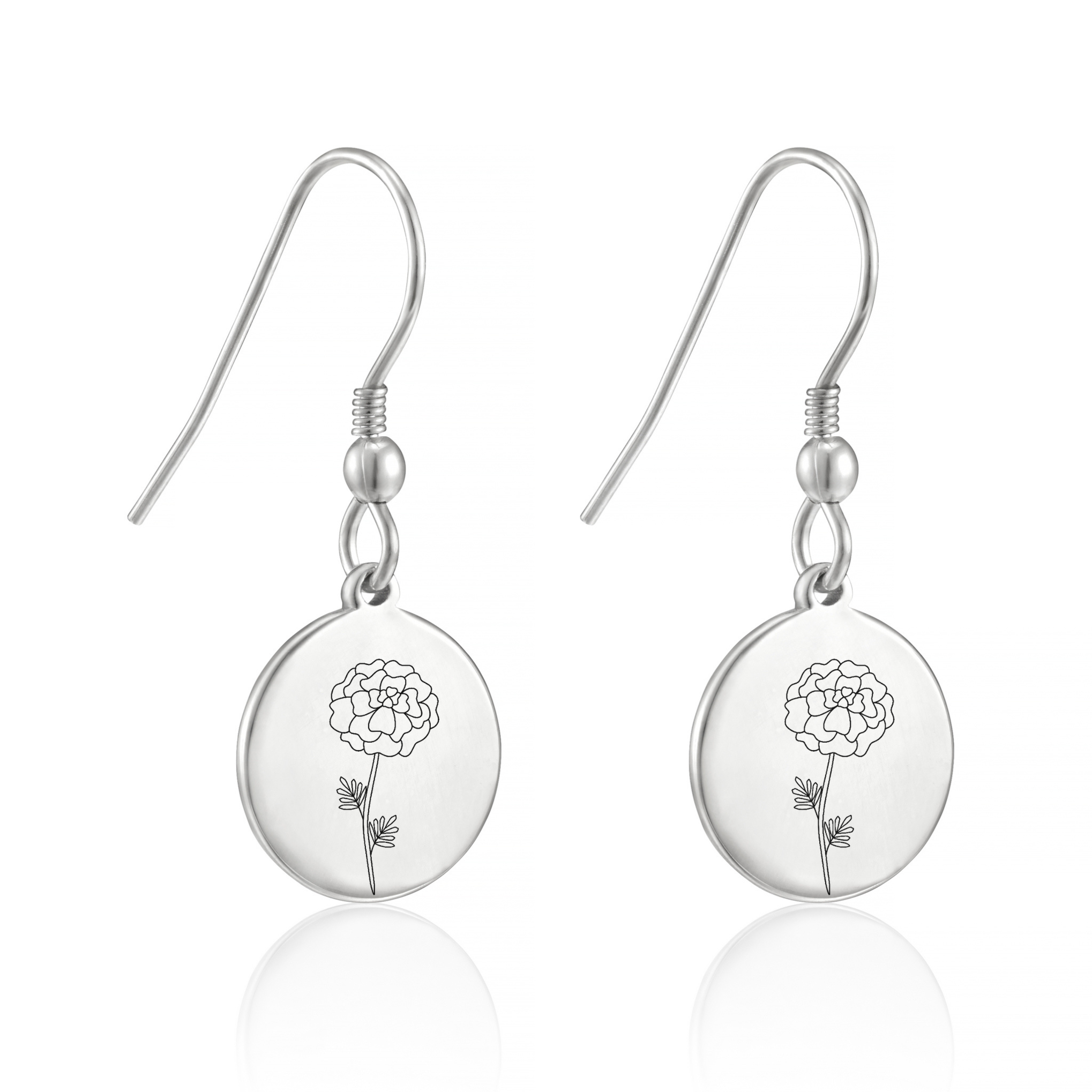 Personalised Birth Flower Hoop Earrings