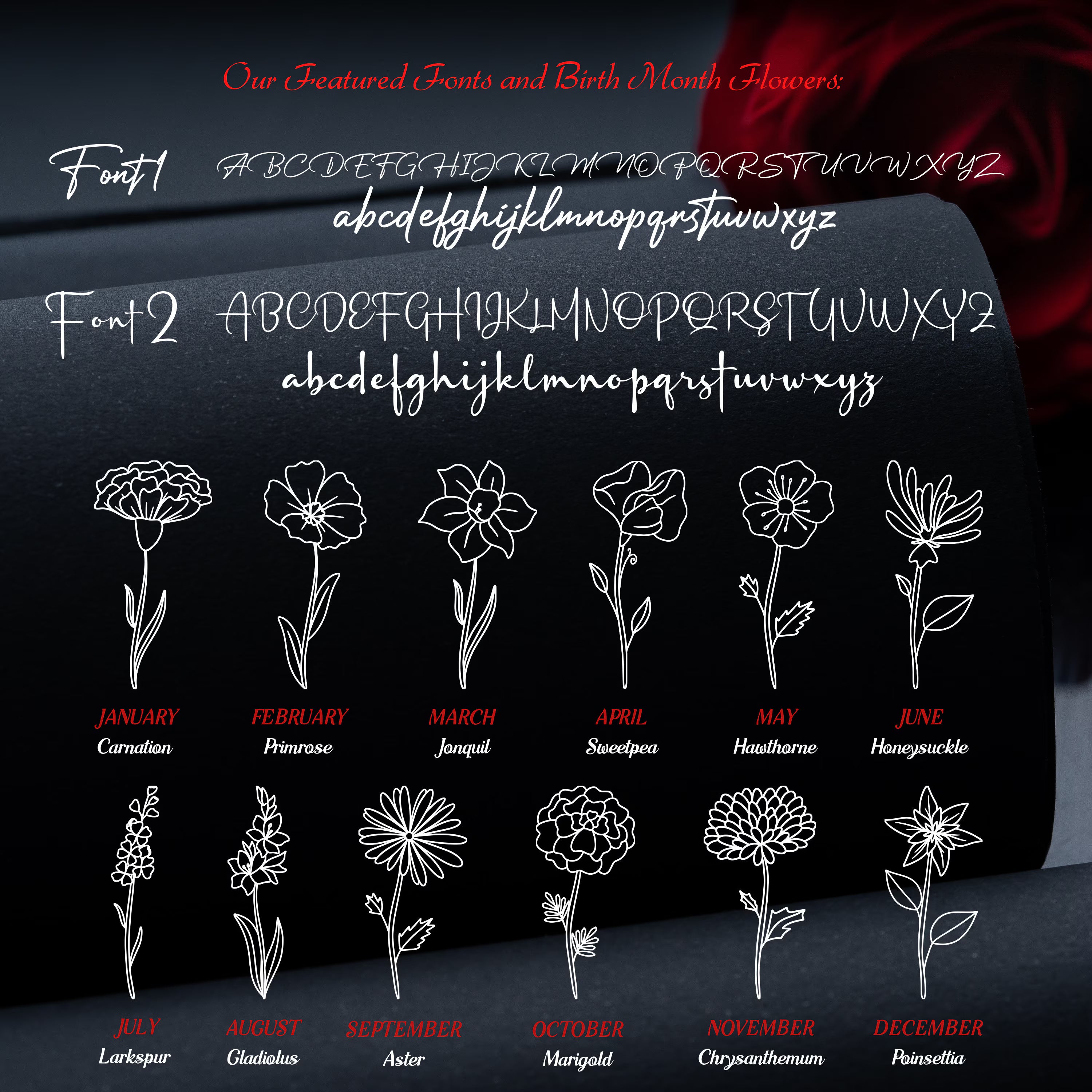 Personalised Birth Flower Name Necklace – Handcrafted in Sterling Silver