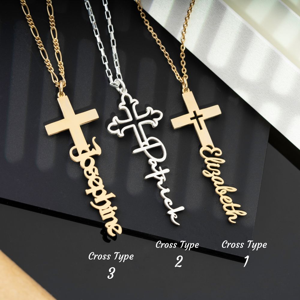 Personalised Cross Name Necklace - ZNAJEWELS