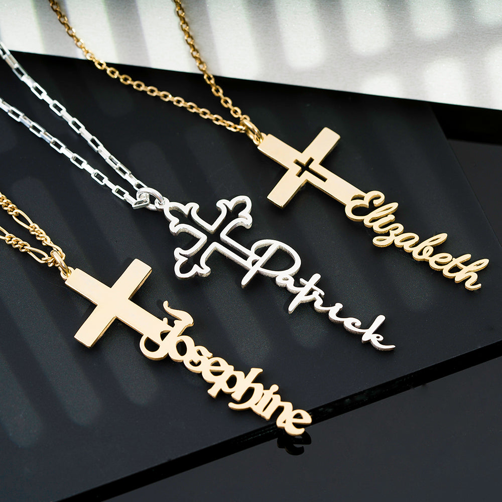 Personalised Cross Name Necklace - ZNAJEWELS