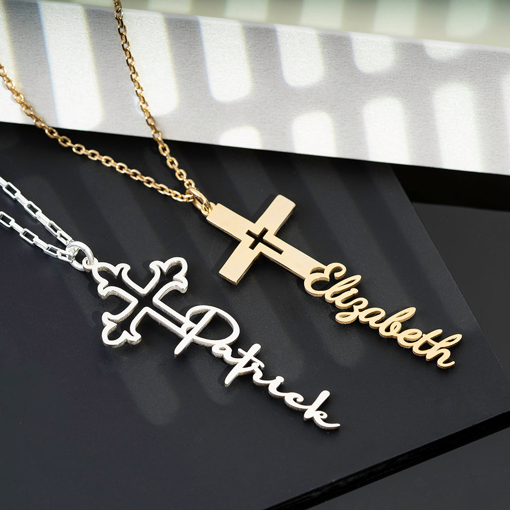 Personalised Cross Name Necklace - ZNAJEWELS