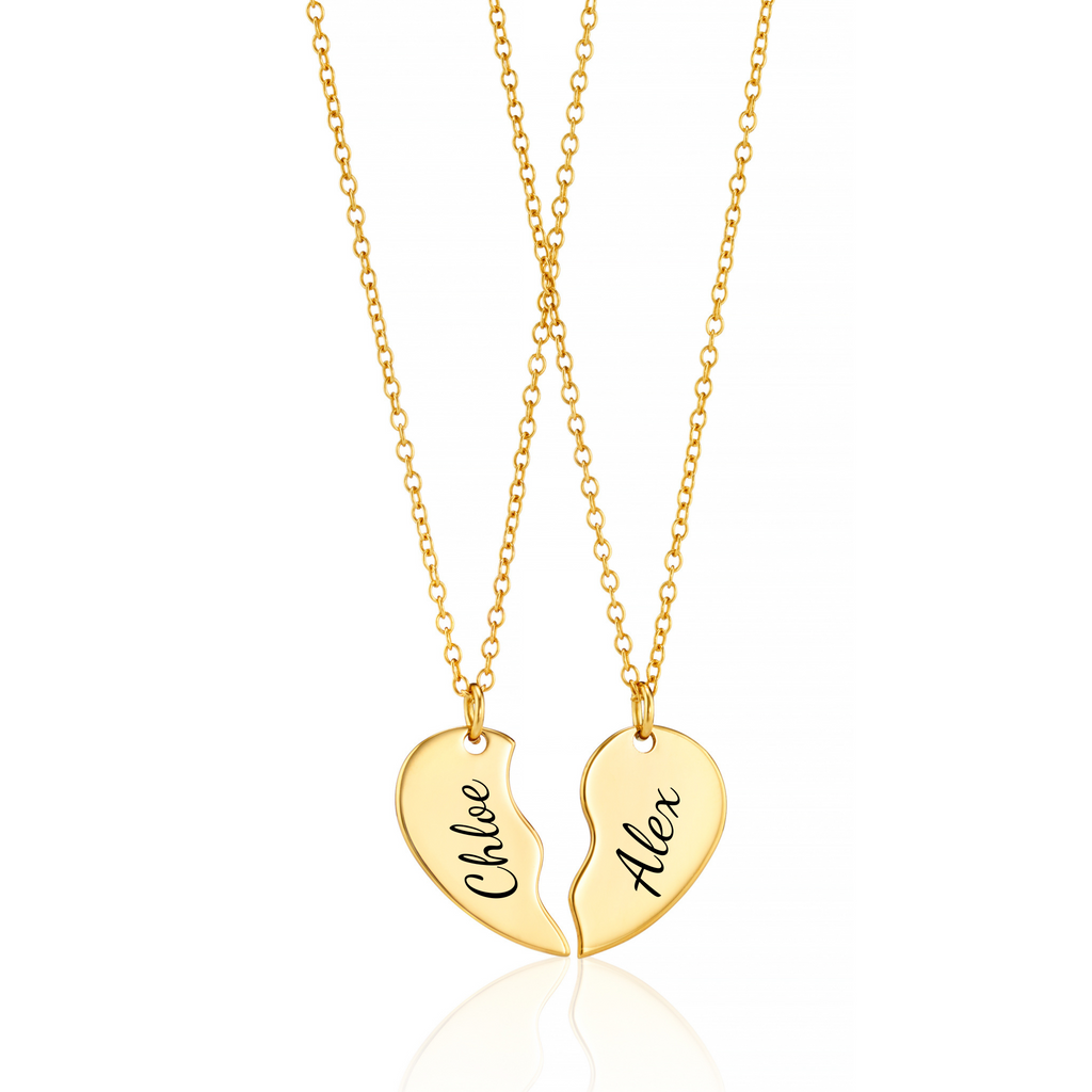 Personalised split store heart necklace