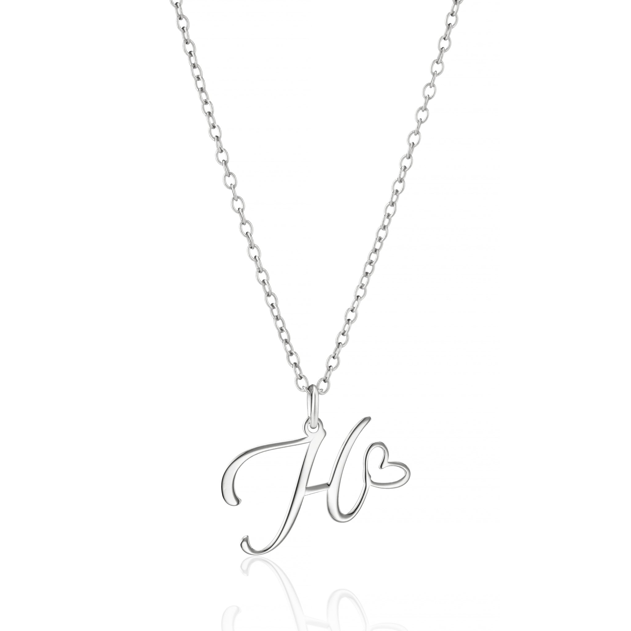 Personalised Cursive Initial and Heart Necklace