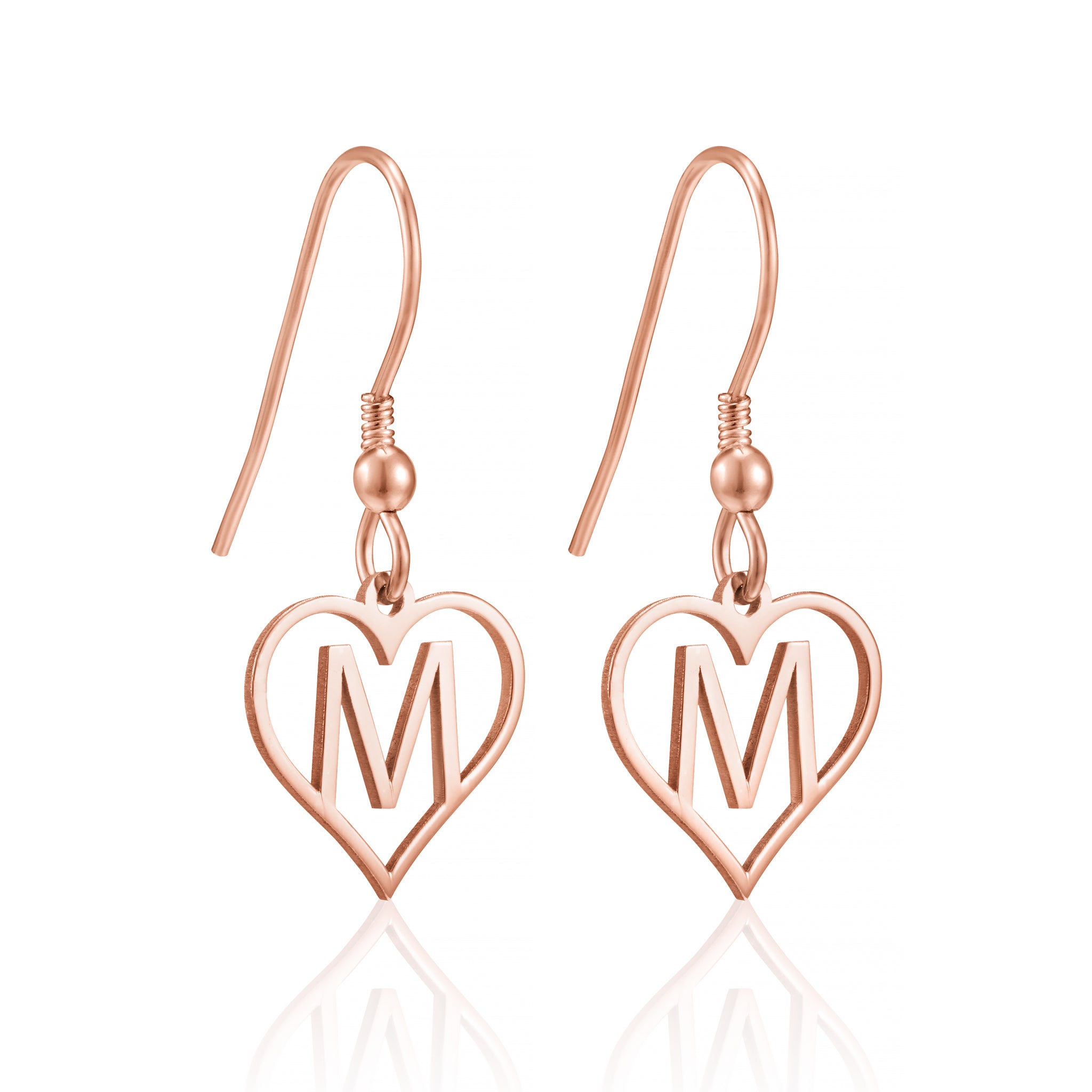 Personalised Handcrafted Heart-Styled Initial Letter Earrings