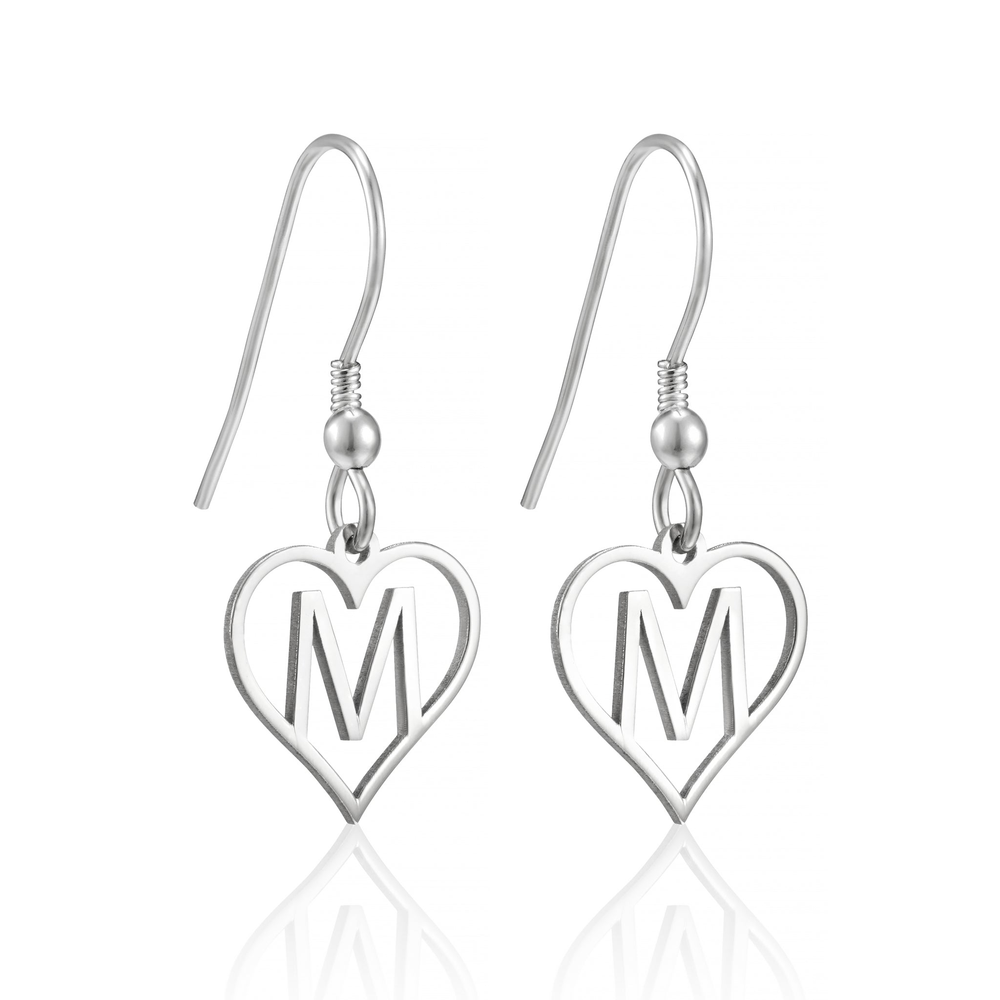 Personalised Handcrafted Heart-Styled Initial Letter Earrings