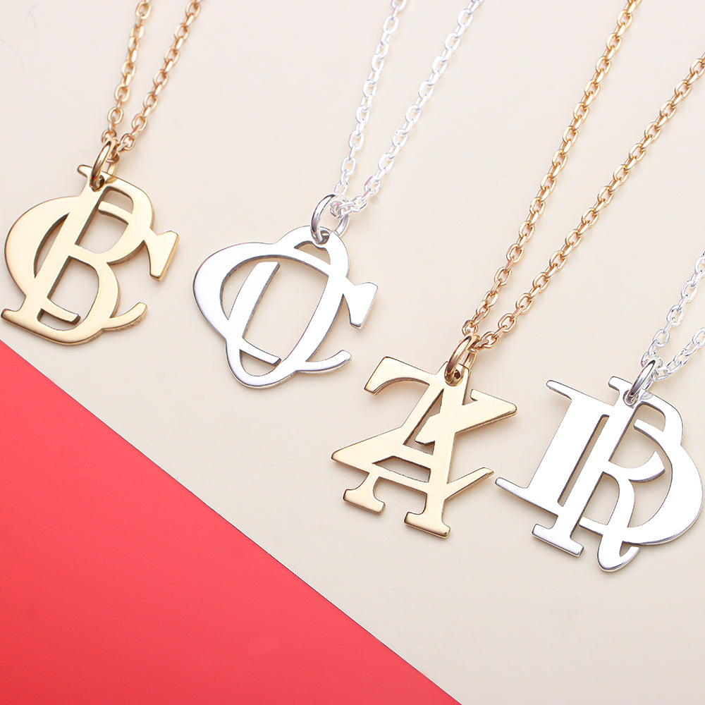 Personalised Initial Couple Monogram Necklace - ZNAJEWELS