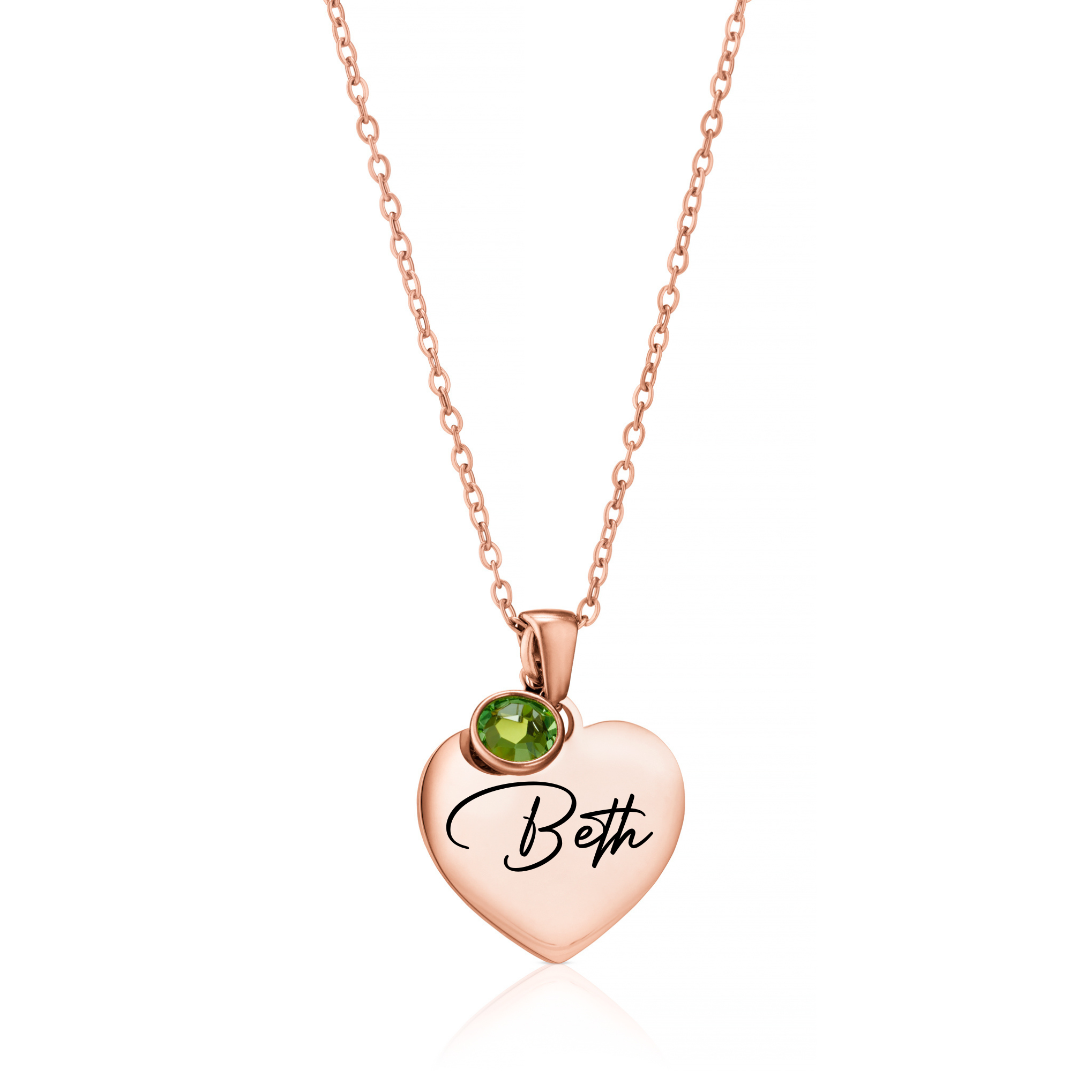 Personalised Heart-Shaped  Birthstone Name Necklace