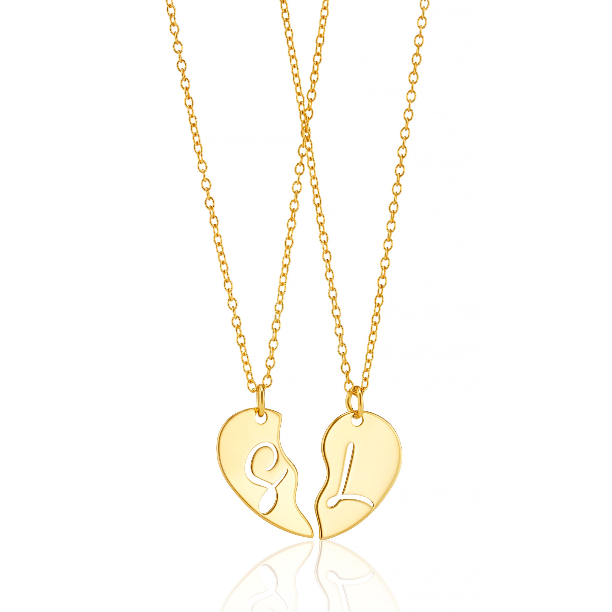 Personalised Split Heart Duo Initials Necklace