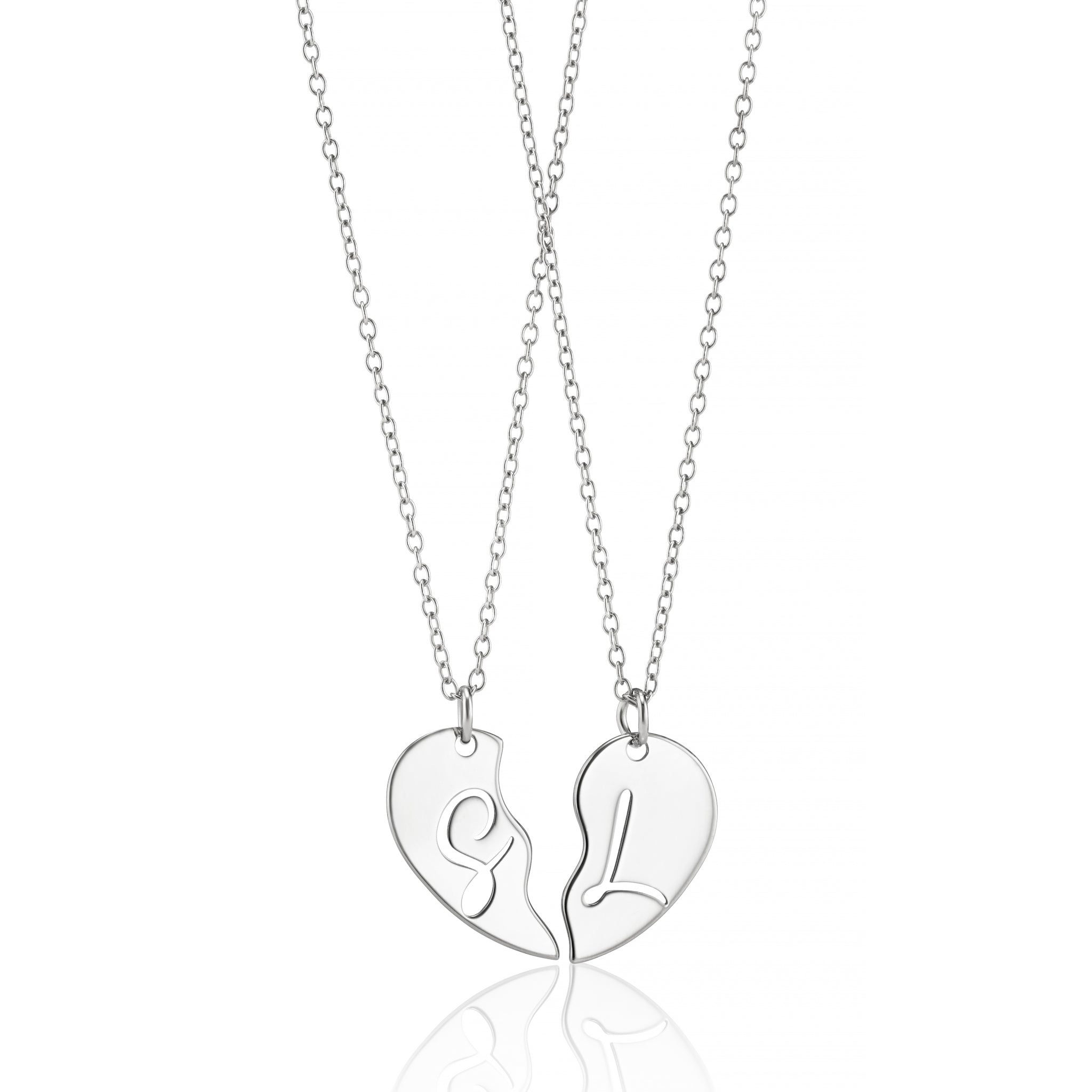 Personalised Split Heart Duo Initials Necklace