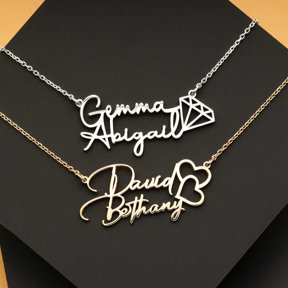 Personalised Couples Heart Name Necklace