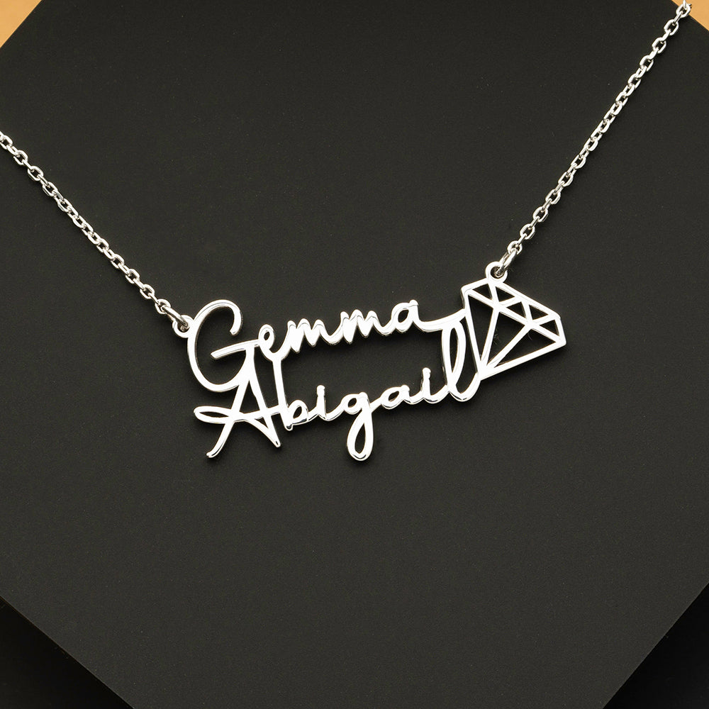 Personalised Couples Heart Name Necklace