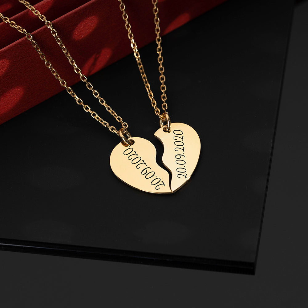 Personalised Engraved Split Hearts Necklace