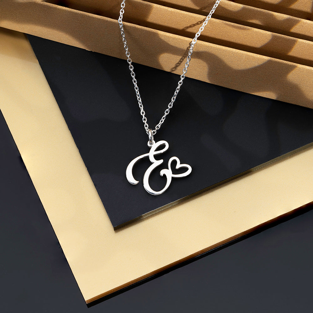 Cursive Initial With Heart Necklace - ZNAJEWELS