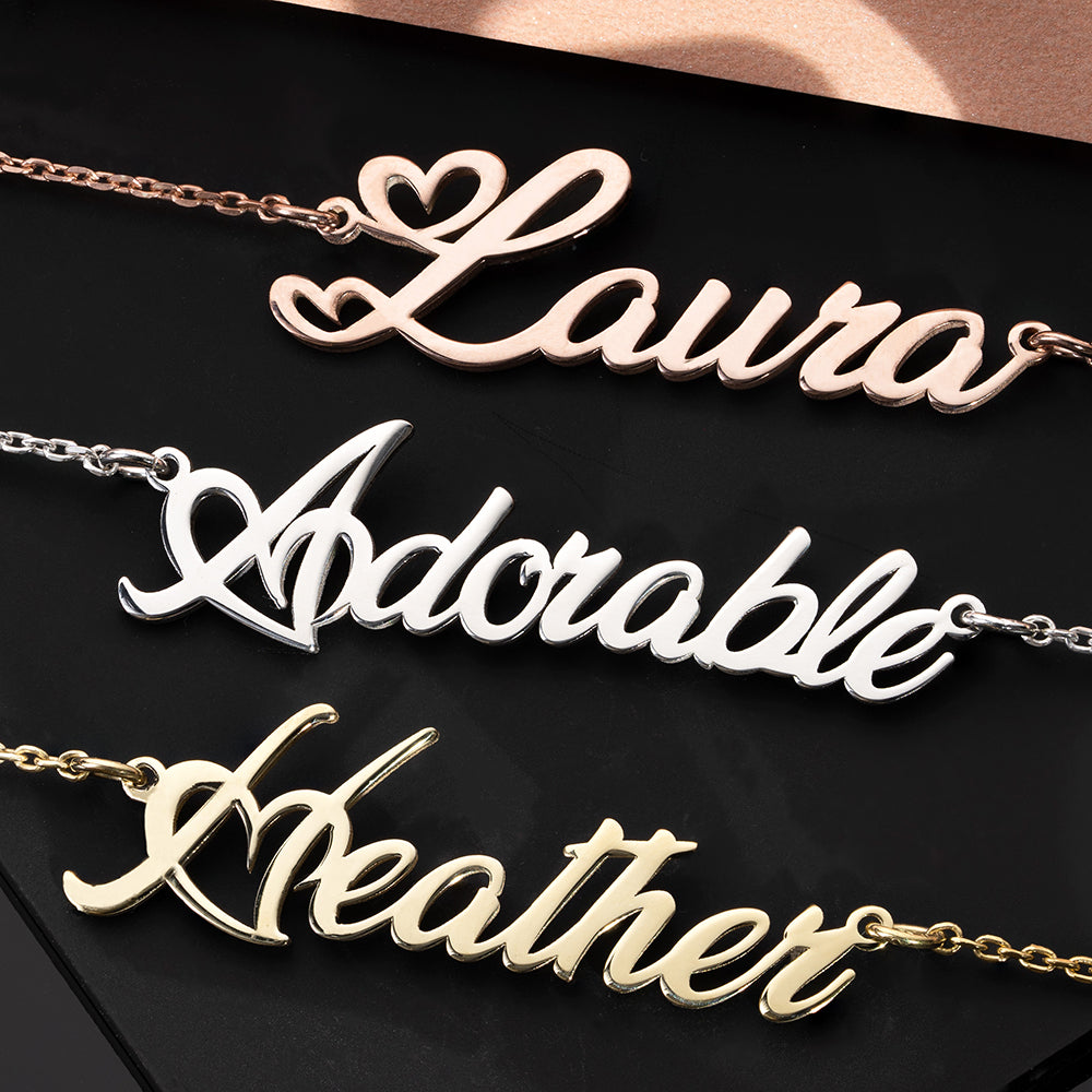 Personalised Initial Heart Name Necklace - ZNAJEWELS