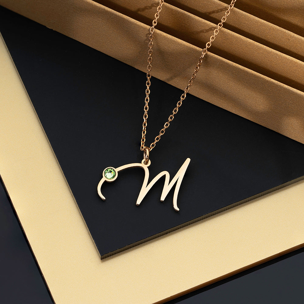 Personalised Birthstone Initial Pendant