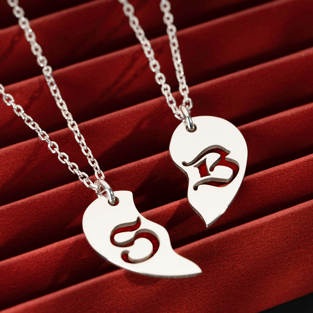 Personalised Split Heart Duo Initials Necklace