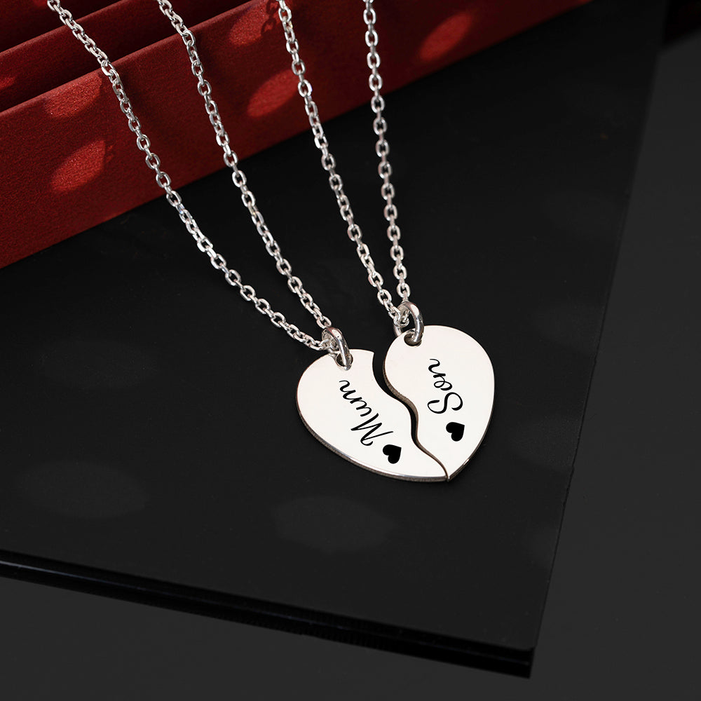 Personalised Engraved Split Hearts Necklace