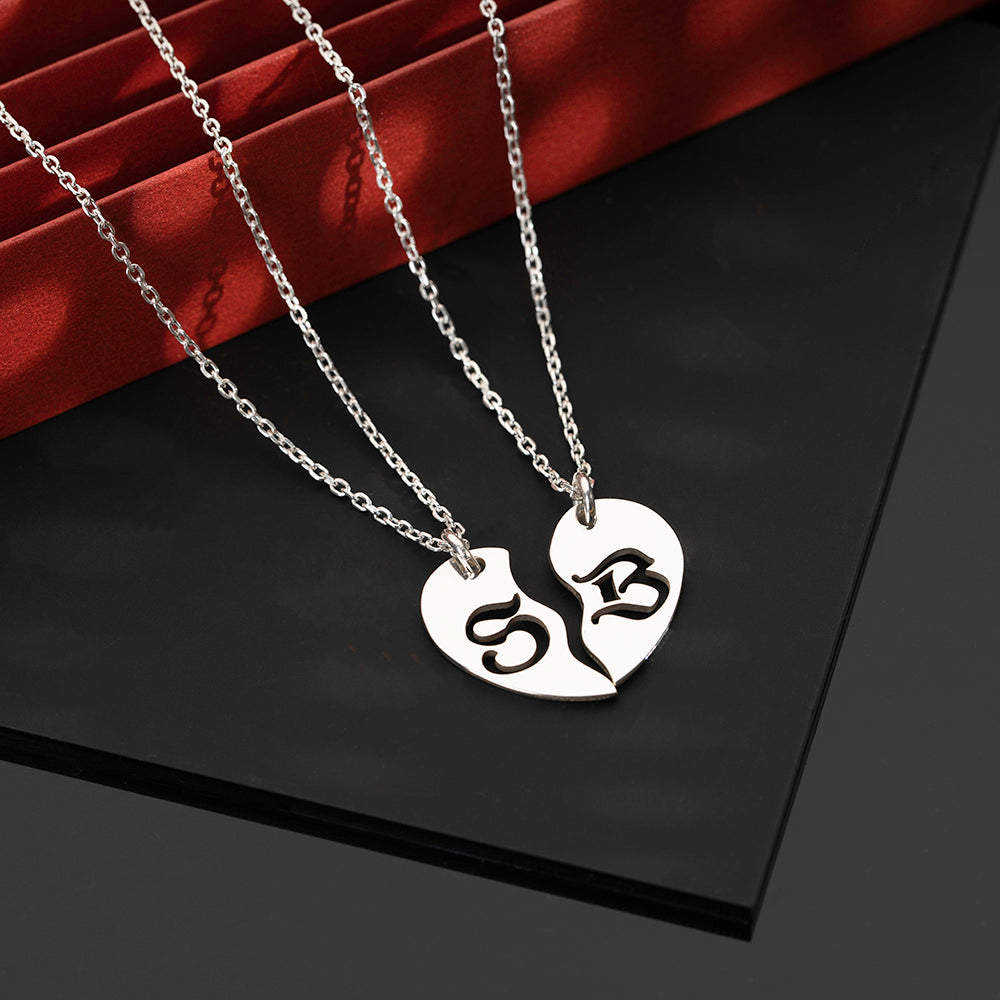 Personalised Split Heart Duo Initials Necklace