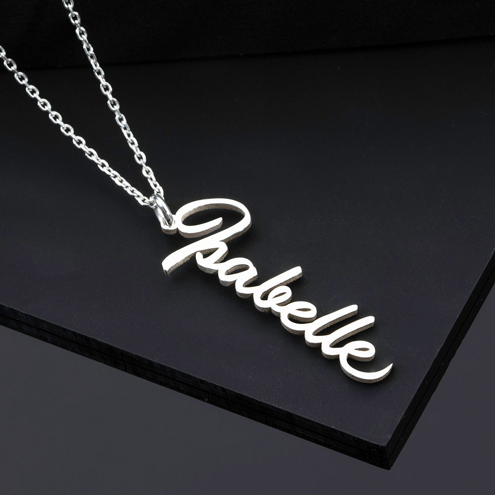 Personalised Vertical Cursive Name Necklace